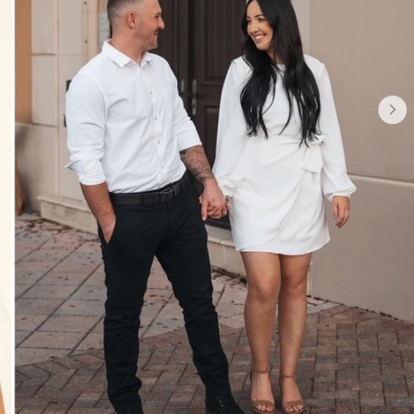 LULU's Bachelorette Engagement Bridal Sexy Long Sleeve Wrap Mini Dress - Picture 6 of 6